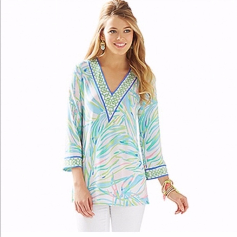 Lilly Pulitzer Pastel Multi-Color V-Neck Tunic - EUC